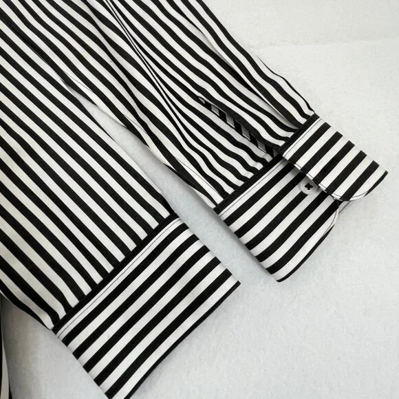 SOLD NWT CHICOS Size 0P Petite Small No-Iron Long Sleeve White Striped Shirt - Picture 9 of 16